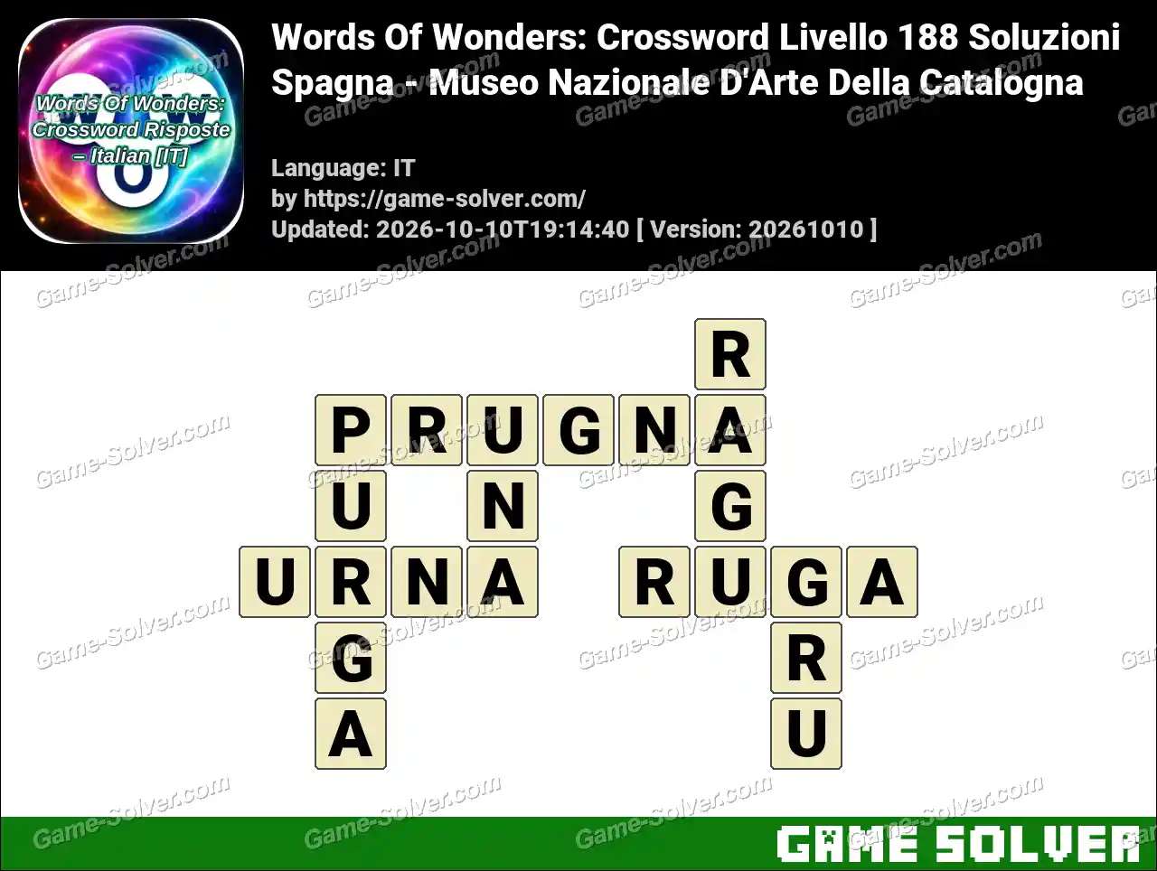 Words Of Wonders: Crossword Livello 188 Soluzioni – Spagna – Museo Nazionale D’Arte Della Catalogna